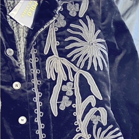 SOUTACHE-TRIM VELVET BLAZER IN POLO BLACK - Picture 6 of 6